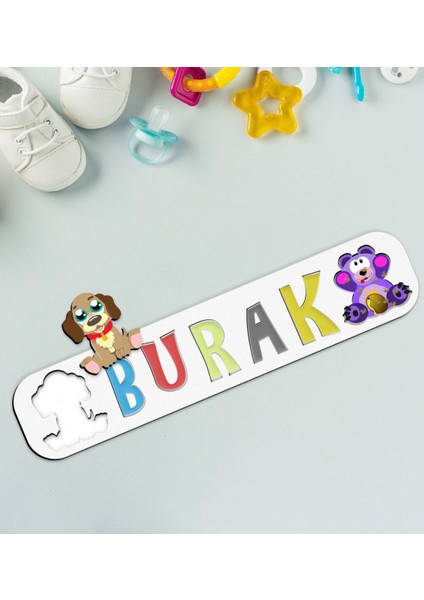 Toys Çocuklara Özel Isimli Ahşap Eğitici Yapboz Puzzle-13