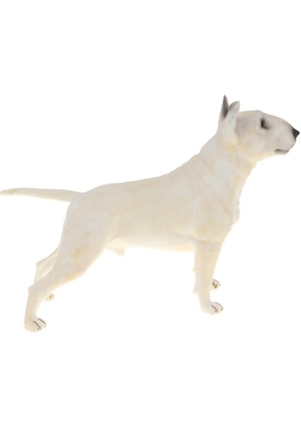Gerçekçi Hayvan Modeli Şekil Oyuncak Köpek Heykelcik Ev Dekor Bull Terrier Beyaz (Yurt Dışından)