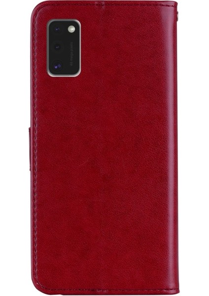 Galaxy A41 Için Baykuş Baskılı Yapay Elmas Dekorlu Standlı Deri Telefon Kılıfı - Kırmızı (Yurt Dışından) fırsatları