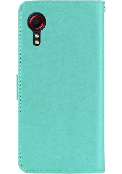Galaxy Xcover 5 Için Baykuş ve Çiçek Baskılı Deri Cüzdan Tasarımlı Standlı Telefon Kılıfı - Turkuvaz (Yurt Dışından) fırsatları