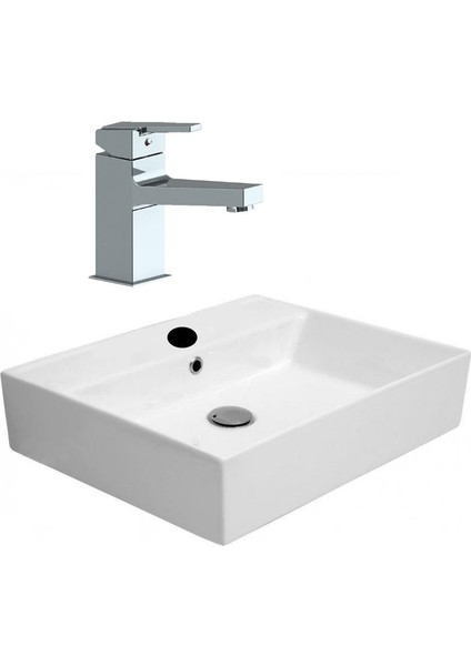 Alvit 38 x 50 cm Tezgahüstü Setüstü Lavabo 38X 50 cm Gpd Ritmo Lavabo Bataryası MLB85