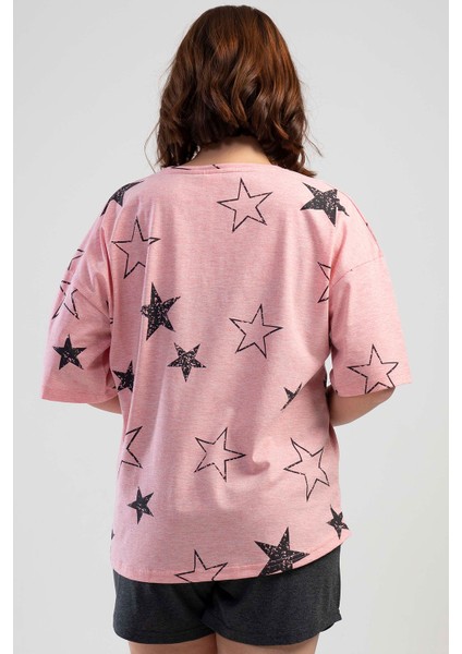 Büyük Beden Düşük Omuzlu Kısa Kol Şortlu Pijama Takım fırsatları