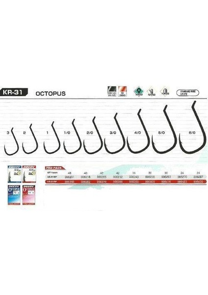 KR-31B Octopus Pro Pack Canlı Kalamar Takımı Iğnesi - Sübye Takımı Iğnesi