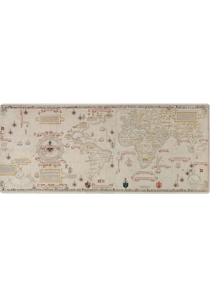 Eski Dünya Retro Haritası Tasarımlı Büyük Boy Oyuncu Mousepad