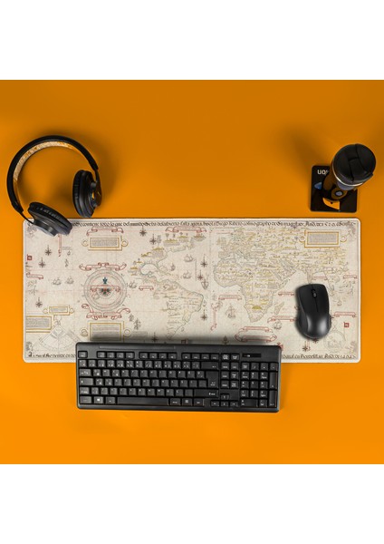 Eski Dünya Retro Haritası Tasarımlı Büyük Boy Oyuncu Mousepad modelleri