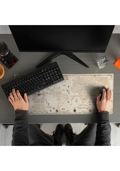 Eski Dünya Retro Haritası Tasarımlı Büyük Boy Oyuncu Mousepad indirimleri