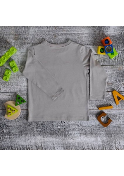 Organik Erkek Çocuk Uzun Kollu TShirt Cool Grey