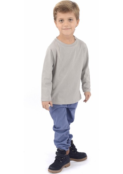 Organik Erkek Çocuk Uzun Kollu TShirt Cool Grey