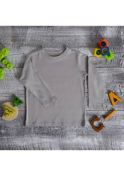 Organik Erkek Çocuk Uzun Kollu TShirt Cool Grey modelleri