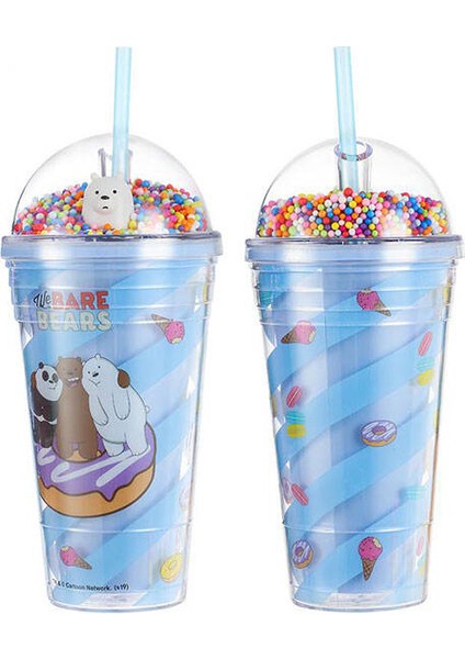 We Bare Bears Boncuklu Pipetli Plastik Şişe 480 ml Mavi fırsatları