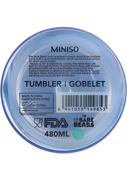 We Bare Bears Boncuklu Pipetli Plastik Şişe 480 ml Mavi indirimleri