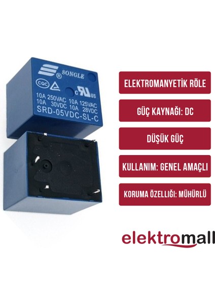 SRD-12VDC-SL-C - 12V Role 10A 5pin (3 Adet) indirimleri