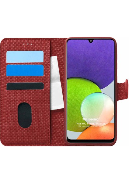 Samsung Galaxy M22 Kılıf Fabric Book Wallet Kırmızı