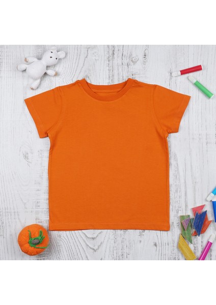 Organik Erkek Çocuk Kısa Kollu TShirt Turuncu