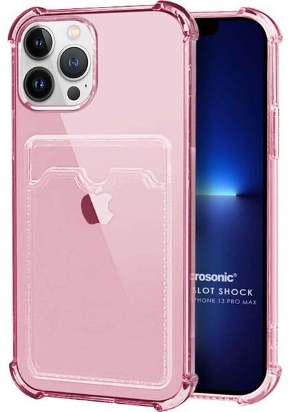 Apple iPhone 13 Pro Max Card Slot Shock Kılıf Pembe