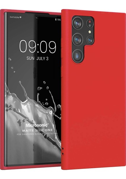 Matte Silicone Samsung Galaxy S22 Ultra Kılıf Kırmızı