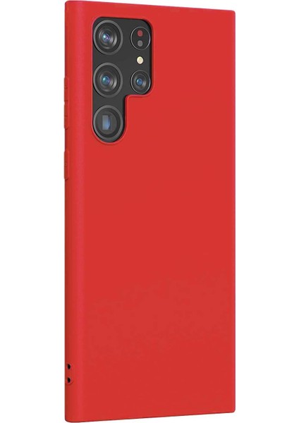 Matte Silicone Samsung Galaxy S22 Ultra Kılıf Kırmızı
