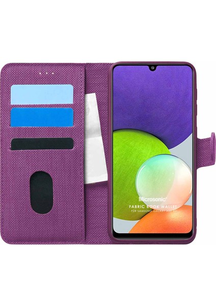 Samsung Galaxy M22 Kılıf Fabric Book Wallet Mor