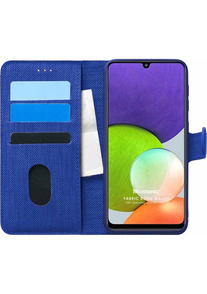 Samsung Galaxy M22 Kılıf Fabric Book Wallet Lacivert