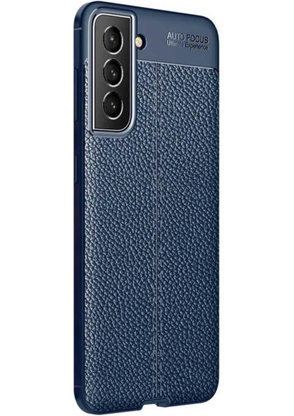Samsung Galaxy S22 Kılıf Deri Dokulu Silikon Lacivert
