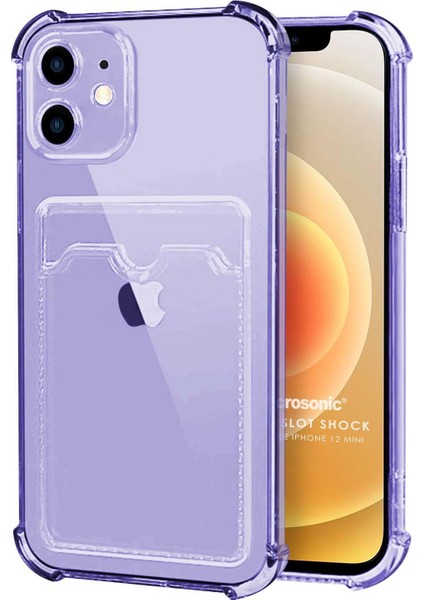 Apple iPhone 12 Mini Card Slot Shock Kılıf Lila