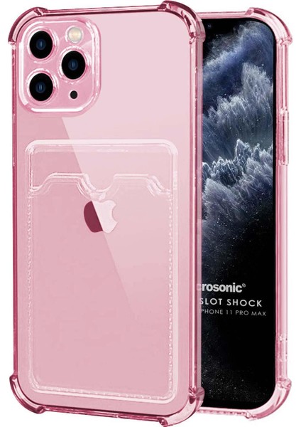 Apple iPhone 11 Pro Max Card Slot Shock Kılıf Pembe