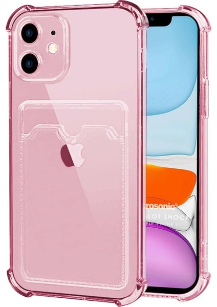 Apple iPhone 11 Card Slot Shock Kılıf Pembe
