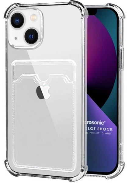 Apple iPhone 13 Mini Card Slot Shock Kılıf Şeffaf