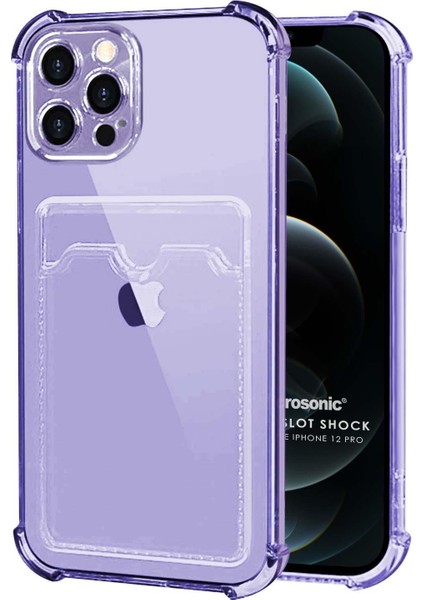 Apple iPhone 12 Pro Card Slot Shock Kılıf Lila
