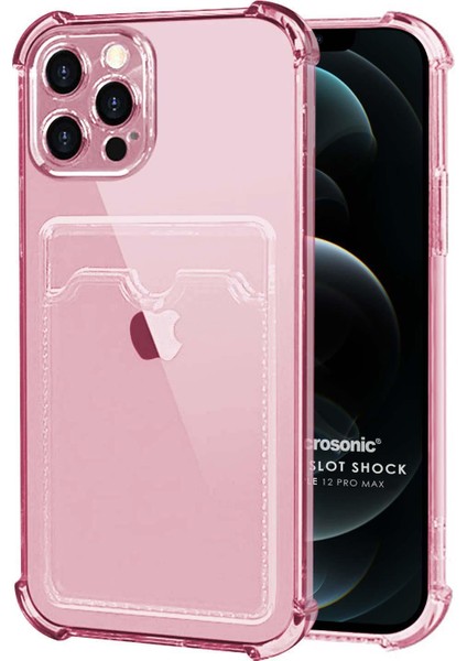 Apple iPhone 12 Pro Max Card Slot Shock Kılıf Pembe
