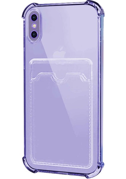 Apple iPhone x Card Slot Shock Kılıf Lila fiyatları