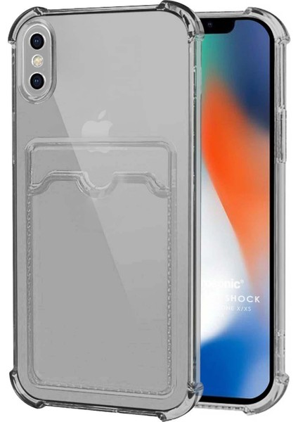 Apple iPhone x Card Slot Shock Kılıf Siyah