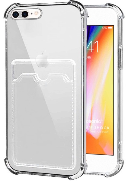 Apple iPhone 8 Plus Card Slot Shock Kılıf Şeffaf