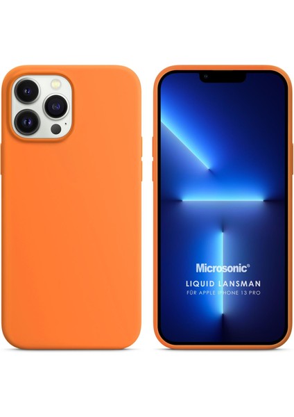 Apple iPhone 13 Pro Kılıf Liquid Lansman Silikon Turuncu