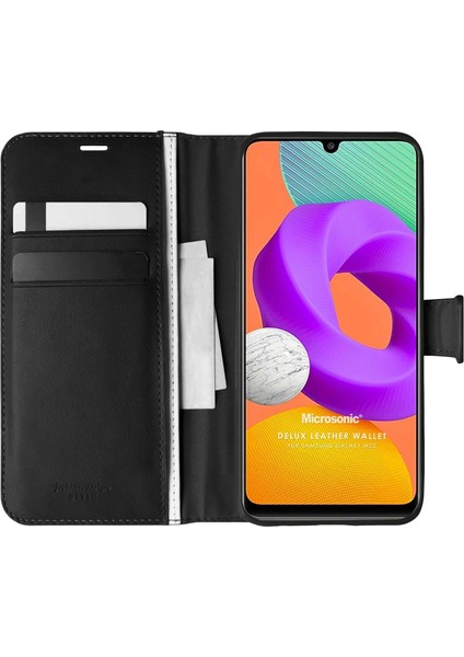 Samsung Galaxy M22 Kılıf Delux Leather Wallet Siyah