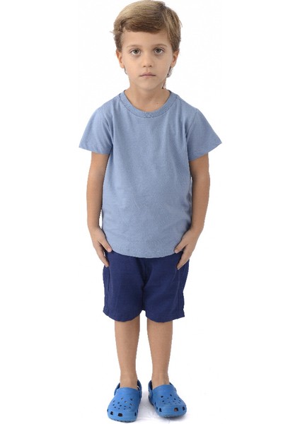 Organik Erkek Çocuk Kısa Kollu TShirt Mavi