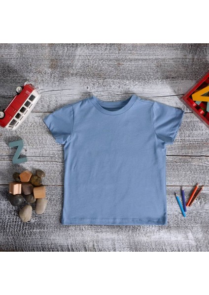 Organik Erkek Çocuk Kısa Kollu TShirt Mavi modelleri