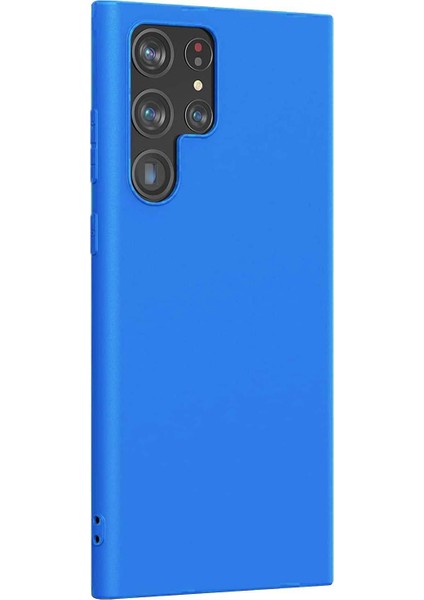 Matte Silicone Samsung Galaxy S22 Ultra Kılıf Mavi