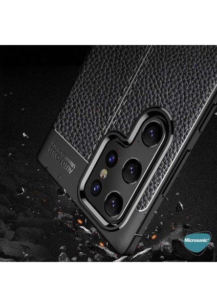Samsung Galaxy S22 Ultra Kılıf Deri Dokulu Silikon Lacivert