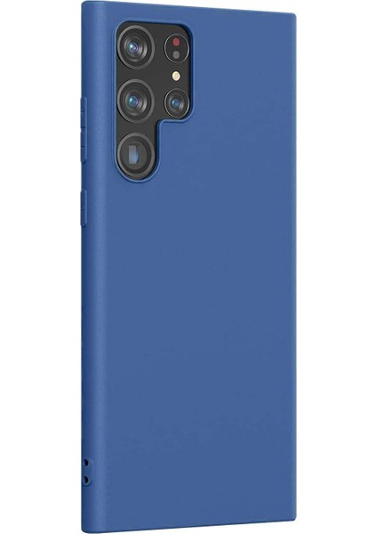 Matte Silicone Samsung Galaxy S22 Ultra Kılıf Lacivert