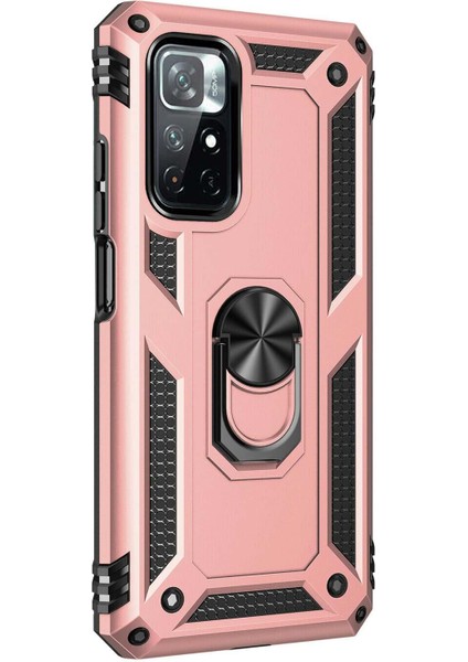Xiaomi Redmi Note 11 4G Kılıf Military Ring Holder Rose Gold fiyatları