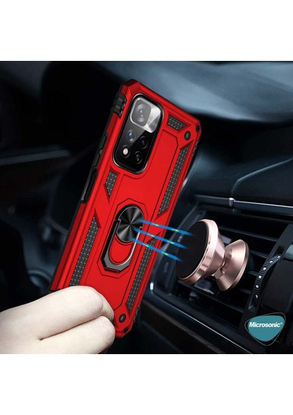 Xiaomi Redmi Note 11 4G Kılıf Military Ring Holder Rose Gold modelleri