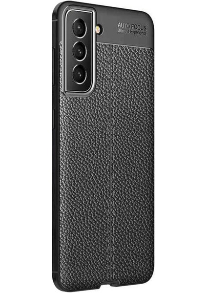 Samsung Galaxy S22 Kılıf Deri Dokulu Silikon Siyah