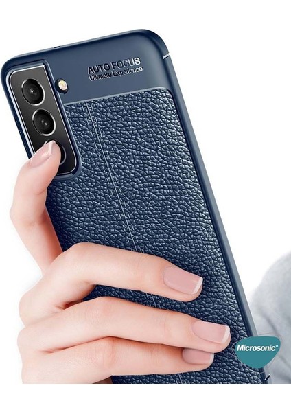 Samsung Galaxy S22 Kılıf Deri Dokulu Silikon Siyah