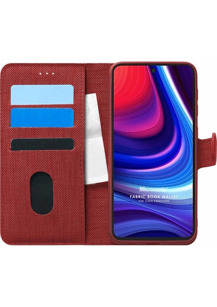 Omix X500 Kılıf Fabric Book Wallet Kırmızı
