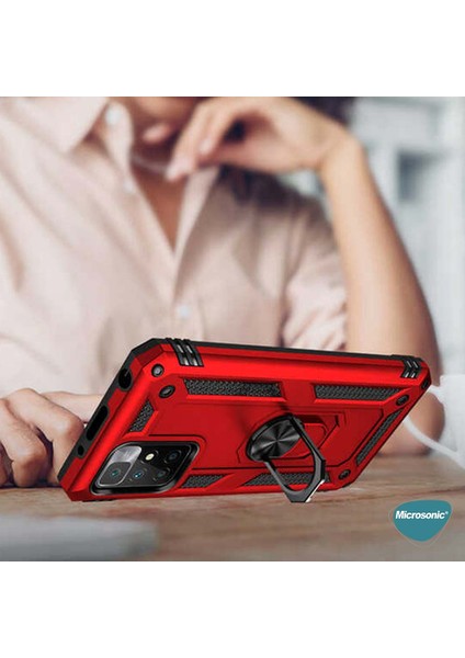 Xiaomi Redmi 10 Kılıf Military Ring Holder Siyah