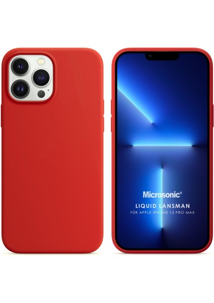 Apple iPhone 13 Pro Max Kılıf Liquid Lansman Silikon Kırmızı
