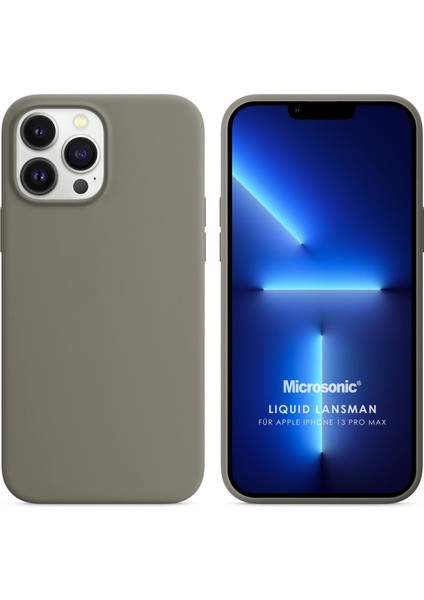 Apple iPhone 13 Pro Max Kılıf Liquid Lansman Silikon Gri