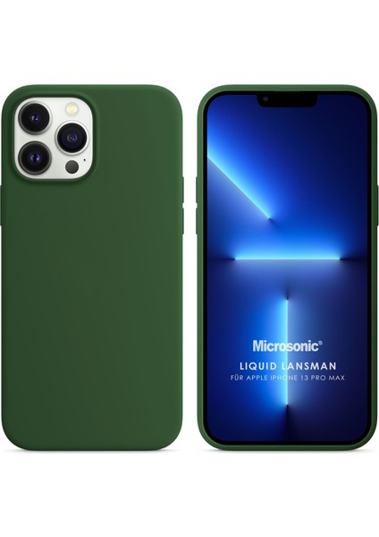 Apple iPhone 13 Pro Max Kılıf Liquid Lansman Silikon Koyu Yeşil