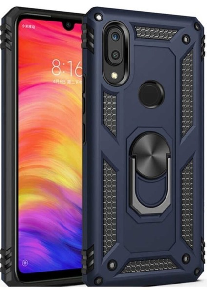 Samsung Galaxy A10S Kapak Military Yüzüklü Stantlı Panzer Tank Kılıf - Lacivert